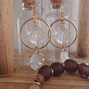 Leaf Drop Hoop Earrings